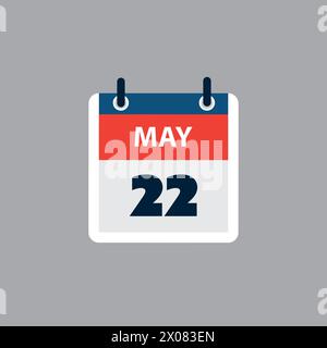 Simple Calendar Page for Day of 22nd May - Banner, Graphic Design Isolated on Grey Background - Design Element for Web, Flyers, Posters, Useful for De Stock Vector