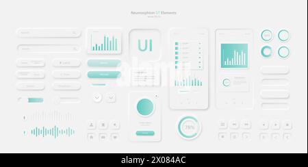 User interface elements for a light-colored mobile application. Stock Vector