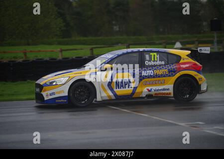 Dalton on Tees, 10 April 2024. Sam Osborne driving a Ford Focus ST for NAPA Racing UK during a BTCC test day at Croft Circuit. Credit: Colin Edwards/Alamy Live News. Stock Photo