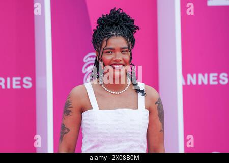 Laureen attend the Pink Carpet on opening ceremony of the 7th Canneseries International Festival on April 05, 2024 in Cannes, France. Stock Photo