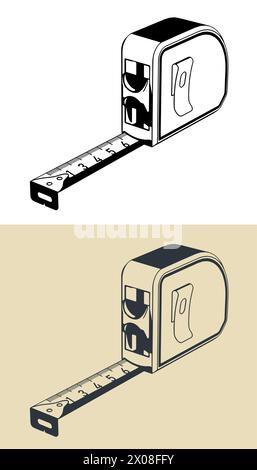 Stylized vector illustrations of a measuring tape Stock Vector