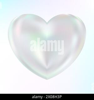 Holographic mother-of-pearl heart. Opal heart shape. Magic love talisman. Stock Vector
