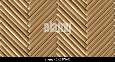 Soft, convex, wall panels covered with gold silk fabric of The layout in the form of a Christmas tree with high quality seamless realistic texture Stock Photo