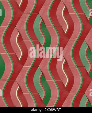 Premium, seamless 3D wallpaper featuring a geometric pattern with a realistic texture, perfect for adding an elegant touch to any professional space o Stock Photo