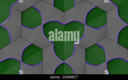 This image features an exclusive seamless geometric pattern with a 3D effect, ideal for modern wallpaper production and interior design Stock Photo