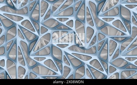 Two-layer 3d blue metal lattice on gray concrete background High quality seamless realistic texture Stock Photo
