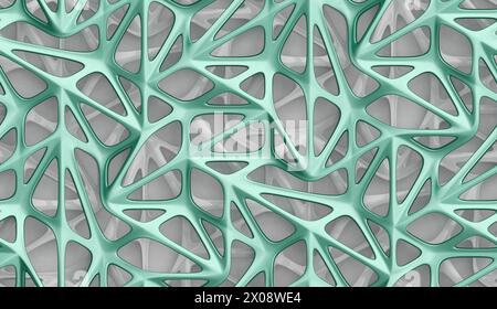 A graphic pattern resembling a neural network or organic cells in shades of green with a metallic sheen Stock Photo
