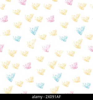 brush drawn geometric shapes seamless pattern. Hand drawn straight brush strokes, short stripes. Abstract memphis vector background, tech geometric wa Stock Vector