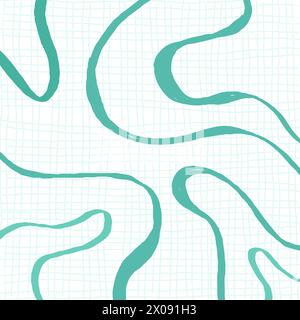 colorful line doodle grey, white pattern. Creative minimaliststyle , green, blue print background for kids. trendy design with basic squiggle shapes. Stock Vector