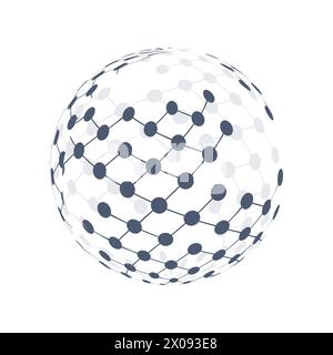 Global Networks - Grey Transparent Polygonal Globe Design, Connected Nodes - IT, Technology, Telecommunications Template Isolated on White Background Stock Vector