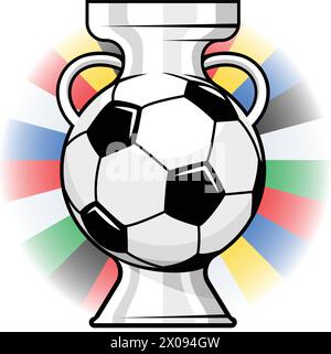 Football ball soccer trophy cup. Champion trophy, sport award. Winner prize champions. Vector on transparent background Stock Vector