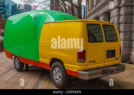 Unusual vehicle art outside of the Vancouver Art Gallery in Canada Stock Photo