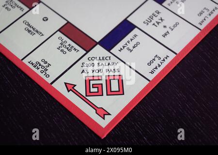 The  Go Collect 200 square on a Monopoly Board, Scotland, UK Stock Photo