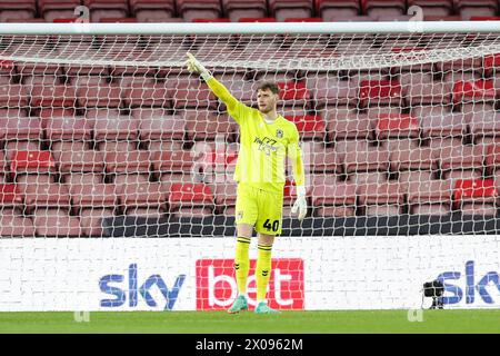 Southampton, UK. 09th Apr, 2024. Coventry City goalkeeper Bradley Collins (40) gestures during the Southampton FC v Coventry City FC sky bet EFL Championship match at St.Mary's Stadium, Southampton, England, United Kingdom on 9 April 2024 Credit: Every Second Media/Alamy Live News Stock Photo