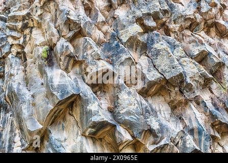 Texture of volcanic stones at the Alcantara Gorges. Located near Taormina, Sicily, Italy Stock Photo