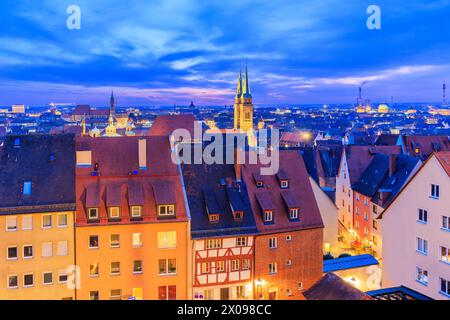 Nuremberg, Germany. View of the old town from Nuremberg Castle. Franconia, Bavaria. Stock Photo