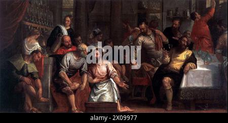 Christ Washing the Disciples' Feet, National Gallery, Prague Paolo Veronese - Stock Photo