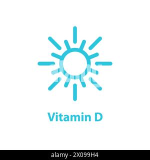 Sun, Vitamin D icon, Sunny day. Isolated on white background. From blue icon set. Stock Vector