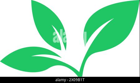 Green leaves icon as an eco concept symbol Stock Vector