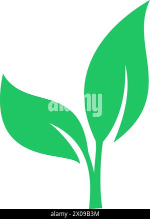 Green leaves icon as environmental preservation symbol Stock Vector