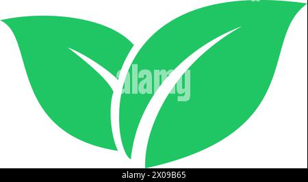 Green leaves icon as an ecology protection concept Stock Vector