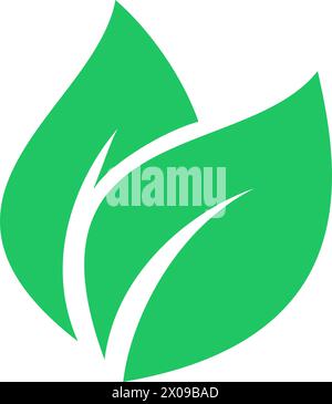 Green leaves icon as an ecology saving concept Stock Vector