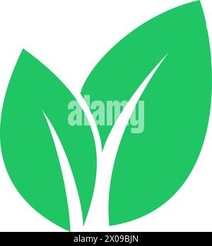 Green leaves icon as an nature protection concept Stock Vector