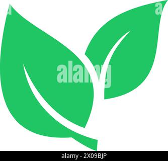 Green leaves icon as environmental conservation concept Stock Vector