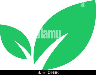 Green leaves icon as eco friendly symbol Stock Vector
