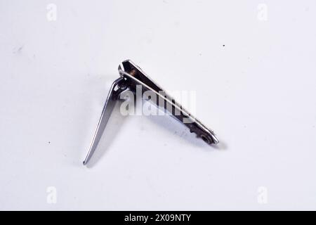 Top view of professional nail clippers isolated on white Stock Photo