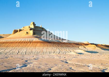 Mangystau desert landmark, Kyzylkup area, Kazakhstan. Rock strata ...