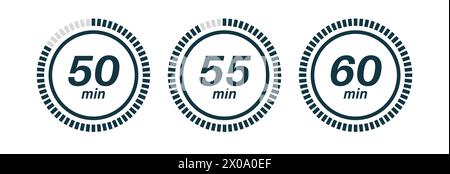 Clock symbols, stopwatch signs, Timer icons. Stock Vector