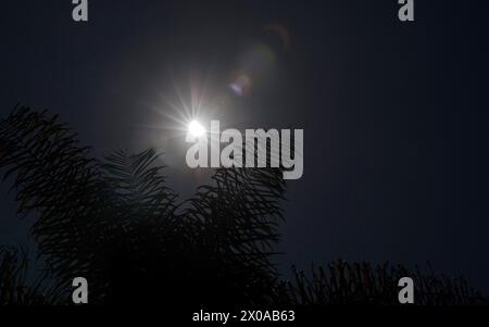 Solar eclipse of 8 April, 2024 as seen from Mexico City, Mexico Stock Photo