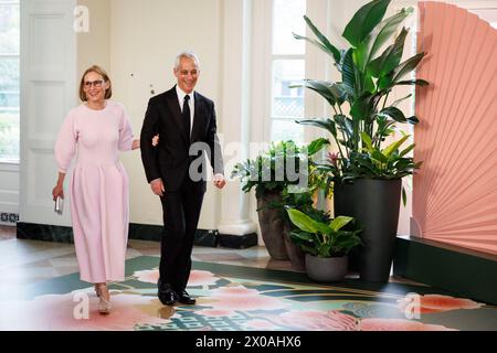 Washington, United States. 10th Apr, 2024. Rahm Emanuel, Ambassador of the United States to Japan, and Amy Rule, arrive to attend a state dinner in honor of Japanese Prime Minister Kishida Fumio hosted by US President Joe Biden and First Lady Jill Biden at the White House in Washington on April 10, 2024. Photo by Ting Shen/ABACAPRESS.COM Credit: Abaca Press/Alamy Live News Stock Photo