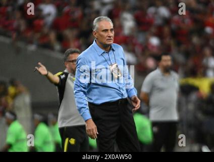 Rio De Janeiro, Brazil. 10th Apr, 2024. Rio de Janeiro, Brazil, April 10th 2024: Head coach of Flamengo, Tite during the Copa Libertadores (Group A) football match between Flamengo (BRA) and Palestino (CHI) at the Maracanã stadium in Rio de Janeiro, Brazil. (Andre Ricardo/Sports Press Photo/SPP) Credit: SPP Sport Press Photo. /Alamy Live News Stock Photo