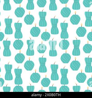 Aromatherapy Seamless Pattern with Vector Candles. Vector illustration can used for wrapping paper, wallpapers, posters, cover design. Stock Vector