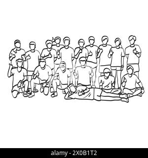 group of sport people showing thumbs up illustration vector hand drawn isolated on white background Stock Vector