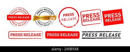 press release stamp and seal badge label sticker sign for news media documentation Stock Vector
