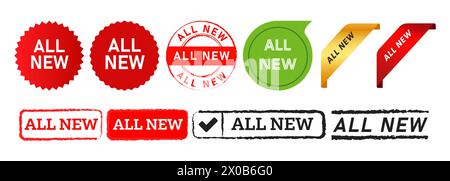 all new stamp speech bubble and ribbon label sticker tag sign for business Stock Vector