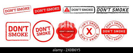 don't smoke red color stamp badge label sign information prohibition forbidden smoking Stock Vector