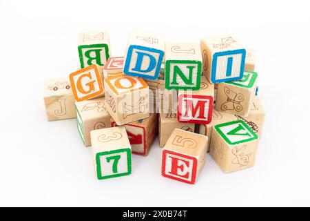 Alphabet cubes set for learning isolated on white background Stock Photo