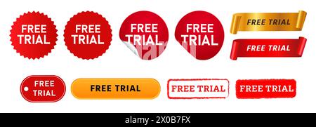 free trial stamp label sticker and button sign for promotion offer special sale Stock Vector