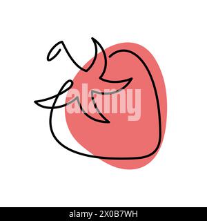 Strawberry icon. Single line style strawberry. Abstract creative food illustration in minimalism design. Hand drawn vector illustration. Line art doodle illustration. Contemporary modern style Stock Vector