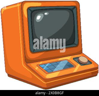 Vector illustration of a vintage orange computer Stock Vector