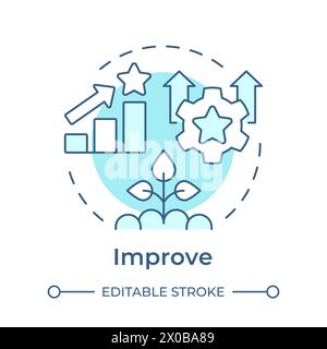 DMAIC improve phase soft blue concept icon Stock Vector