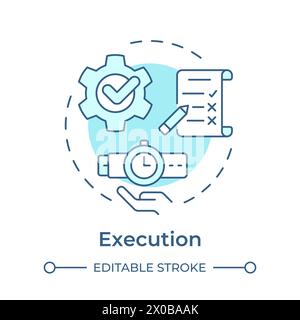Business management execution soft blue concept icon Stock Vector