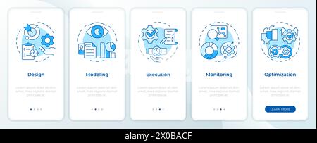 Business organization stages blue onboarding mobile app screen Stock Vector