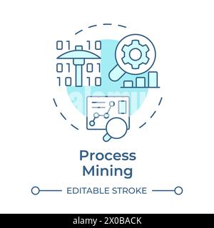 Process mining soft blue concept icon Stock Vector