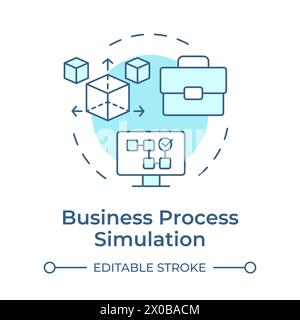 Business process simulation soft blue concept icon Stock Vector