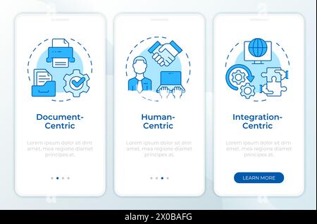 Centric BPM systems blue onboarding mobile app screen Stock Vector